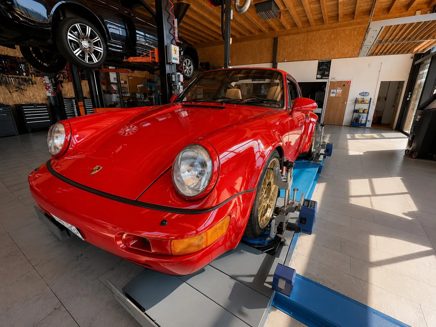 Banc de géométrie et parallélisme dans l’atelier HES Automobile à Meyrin